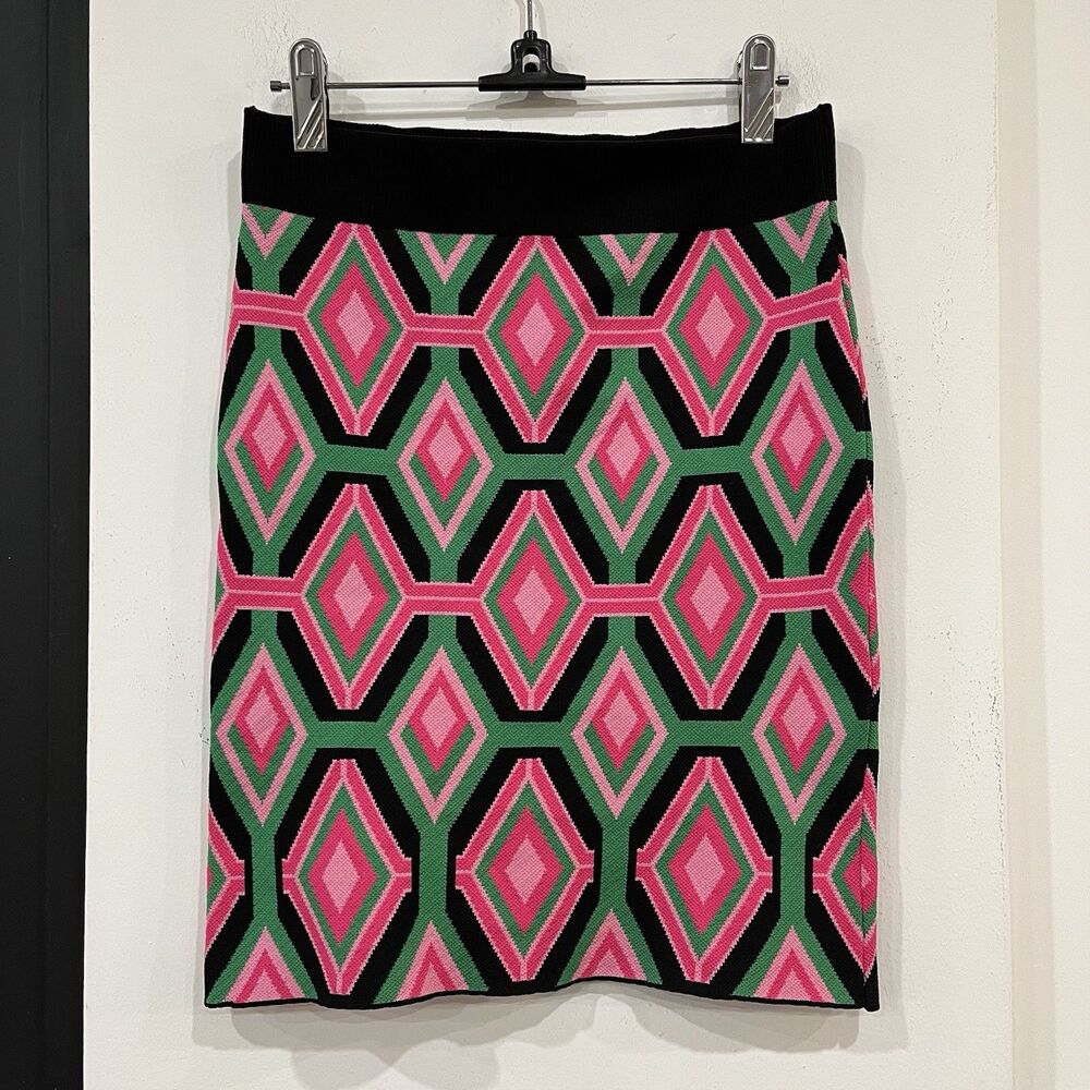 NWT Lilly’s Kloset Vibrant Geometric Knit Skirt One Size Office Preppy Career
